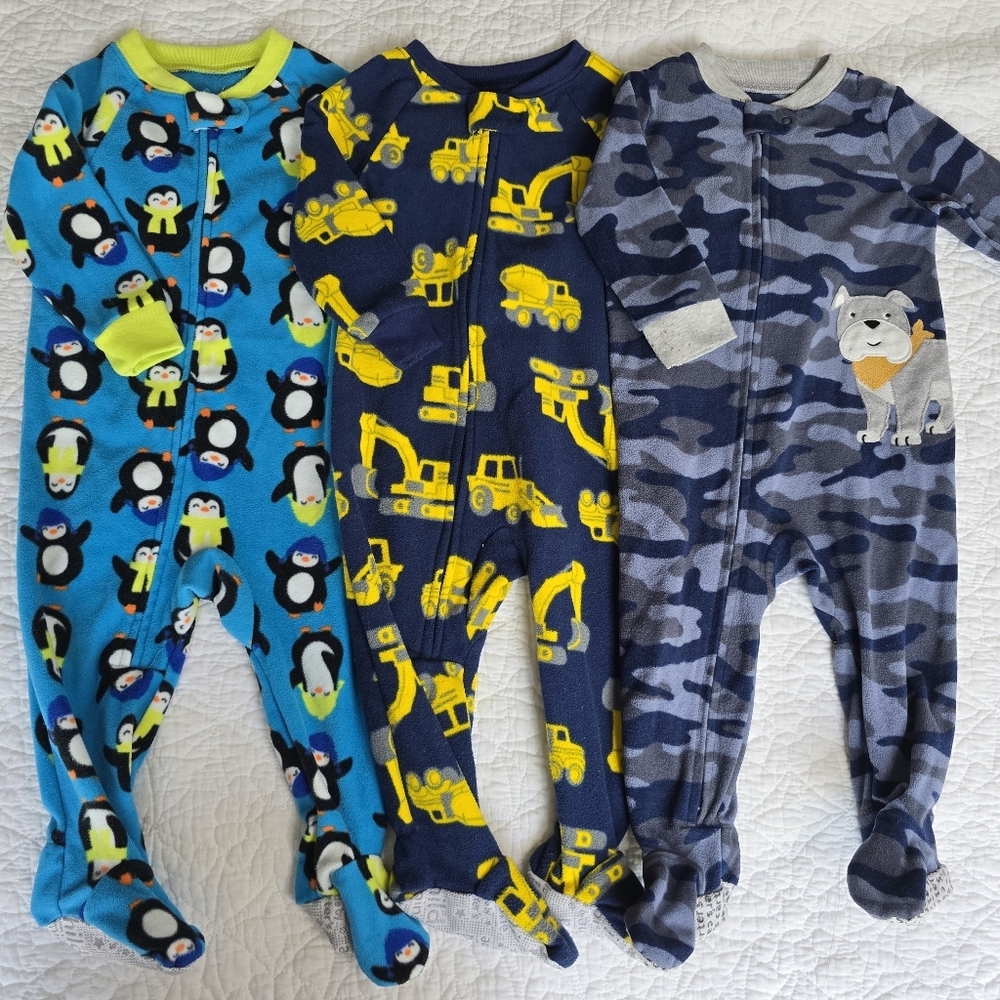 Carter's Boys Fleece Footed Pajamas Sleepers Footies Penguin Construction Dog